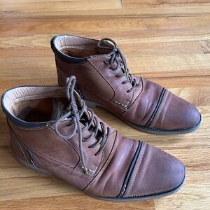 STEVE MADDEN Leeman Brown Leather Boots Lace Up 9